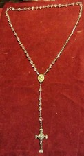 GORGEOUS VINTAGE ROSARY - GLASS BEADS - STERLING CROSS picture