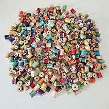HUNDREDS of Vintage WOODEN Spools of THREAD picture