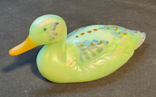 Fenton Glass Yellow/Green Duck Figurine Handpainted by M. Young picture