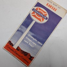 1956 Kansas USA Road Map Champlin Refining Co Gas Station Rand McNally Vtg picture