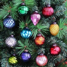 IndianShelf 12 Vintage Christmas Ornaments Multi Glass Christmas Balls Unique La picture