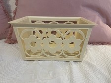 Vtg 70s Off White Daisy Flowers Kitchen Table Napkin Letter Holder Organizer picture