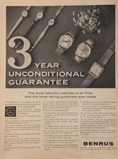 1963 Benrus Watch PRINT AD  3 Year Guarantee VTG 1960s Quality Standard Demands picture