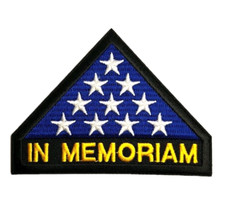 IN MEMORIAM Folded American Flag Military Embroidered Iron On Patch 3.5