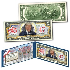 DONALD TRUMP 47th PRESIDENT with Seal 45 / 47 Genuine Legal Tender U.S. $2 Bill picture