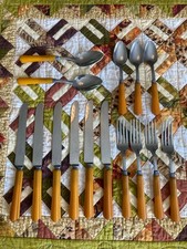 Vintage Bakelite Butterscotch Flatware 11 Pieces picture