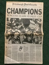 Pittsburgh Post Gazette 1991 Champions Penguins Claim Stanley Cup Newspaper picture