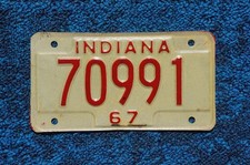 1967 Indiana MOTORCYCLE License Plate picture