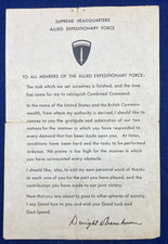 WWII Gen Dwight Eisenhower Farewell Message Allied Forces Gratitude 1945 SHAEF picture