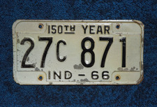 1966 Indiana 150th Year License Plate picture