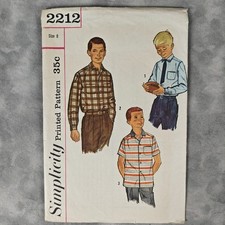 1957 Simplicity 2212 Boys Shirt Sewing Pattern Size 8 35c Vintage Complete Orig. picture