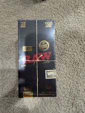 Full Box 25 Packs RAW BLACK double pressed CLASSIC SINGLE WIDE ROLLING PAPERS picture