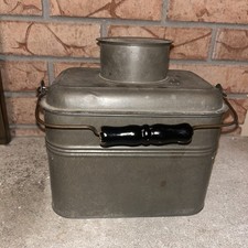 Antique Vintage Tin Metal Coal Miner Construction Railroad Pail Lunch Box picture