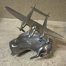 WWII 1943 Australia P-38 Lightning Souvenir Trench Art Ashtray Kangaroo Engraved picture