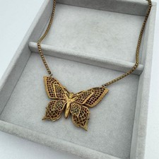 MIRIAM HASKELL Butterfly Necklace Gold Vintage Used Authentic Jewelry picture