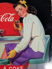 Old Vintage Coco Cola Hanging Sign Beverage Soda Gas Station 15