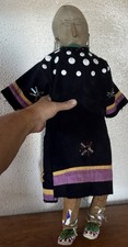 19th c.,Antique Native American Oglala Sioux Doll Hide Beaded 21” Button Dress picture
