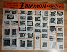 Vintage Emerson Radio Poster 1939 tube advertising store picture