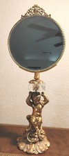 VTG Mid Century Brass Swivel Vanity Makeup Mirror, 17