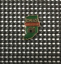 Vintage INDIANA Hoosier State Map Outline Travel Souvenir Lapel Hat Pin picture