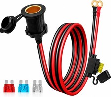 Female Cigarette Lighter Socket to Battery Ring Terminal 3FT 12V/24V, Heavy Duty picture