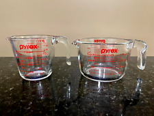 Pyrex Set Of 2 Clear Glass Red Lettering Measuring Cups 4-Cup & 2-Cup BRAND NEW picture