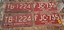Vintage 1957 & 1971 Michigan License Plates Pair Water Wonderland Automobile picture