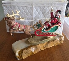 Ron Lee Clown Sculpture of Santa in Sleigh Large Heavy Piece, Rare.. picture