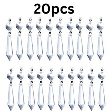 20 Pcs Clear Crystal Chandelier Icicle Prisms Replacement Parts for Lamp Decore picture