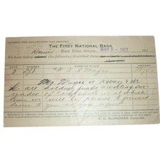 1913 Hood River Oregon First National Bank Collection Notice Ephemera Magee picture