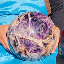 25.74LB Large Natural Dream Amethyst Sphere Quartz Crystal Ball Specimen Healing picture