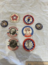 Lot of 8-1976 Bicentennial Buttons Washington, Liberty Bell, Minute Man etc picture