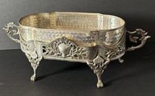 VTG Art Nouveau Centerpiece Planter Jardiniere Silver Plated Brass With Insert picture
