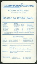 Command Airways Boston-White Plains airline timetable 10/4 1976 picture