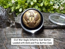 Old Rare Vintage Antique Civil War Relic Eagle Infantry Coat Button Free Case picture