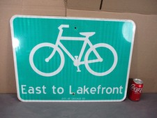 Vtg East to Lakefront Bicycle Lane Street Sign CHICAGO 24