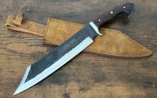 18” Reverse Tanto Bowie Knife Full Tang SHARP Forged Carbon Steel Suede Sheath picture