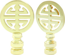 2 Pcs Asian Oriental Lamp Finials, Solid Metal Screw Cap Knob, Lucky Happiness S picture