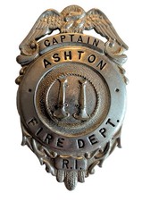 Vintage Obsolete Ashton, Rhode Island Fire Department Captian Badge picture