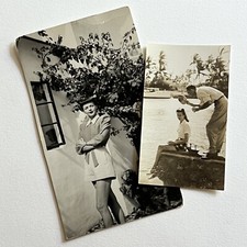 Vintage B&W Snapshot Photograph Beautiful Young Woman Great Legs Victory Roll picture