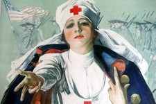 1917 WWI Red Cross Nurse Soldier Poster War World One original art picture