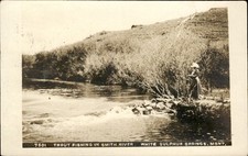 White Sulphur Springs MT Woman Fishing c1910s Real Photo Vintage Postcard bhn picture