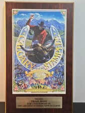 Vintage 1994 Calgary Stampede Corporate Sponsor Plaque Cherrywood Finish Brass picture