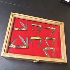 Imperial Lot of 6 Pocket Knives Display Case Bone/Stag Handles Slipjoint picture