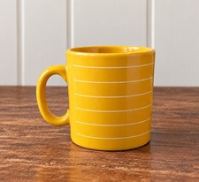 Vintage FPC England Yellow Striped Mug 1980s Retro Library Style Coffee Cup picture
