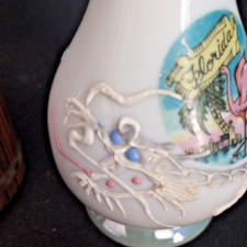 Vintage Florida Souvenir Bud Vase Moriage Dragon Porcelain 6.25in, Made in Japan picture