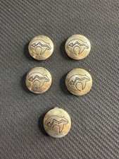 Vtg Sterling Native American Heartline Spirit Bear Fetish Button Covers 19mm picture