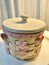 2006 Longaberger Horizon of Hope Whitewash Basket Complete Set ACS picture
