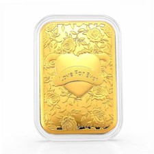 24K Gold Heart Love Forever Embossed Sheet 31 × 45.5mm 10mg picture