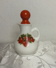 Avon Strawberries &Cream Bath Foam Milk Glass Decanter Vintage Decor Empty Jar picture